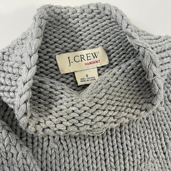 J. Crew Vintage Hand Knit Cotton Roll Neck Gray Swater - Picture 8 of 11